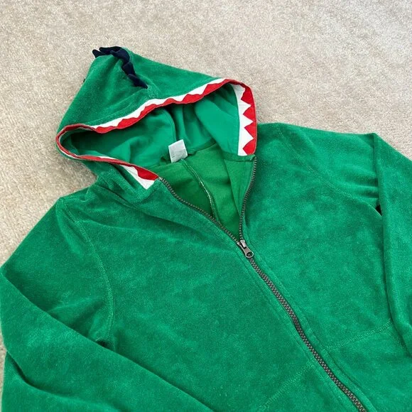 Hanna Andersson Boys Dino Green French Terry Zip Up Hoodie Sweatshirt 10 - Picture 3 of 9
